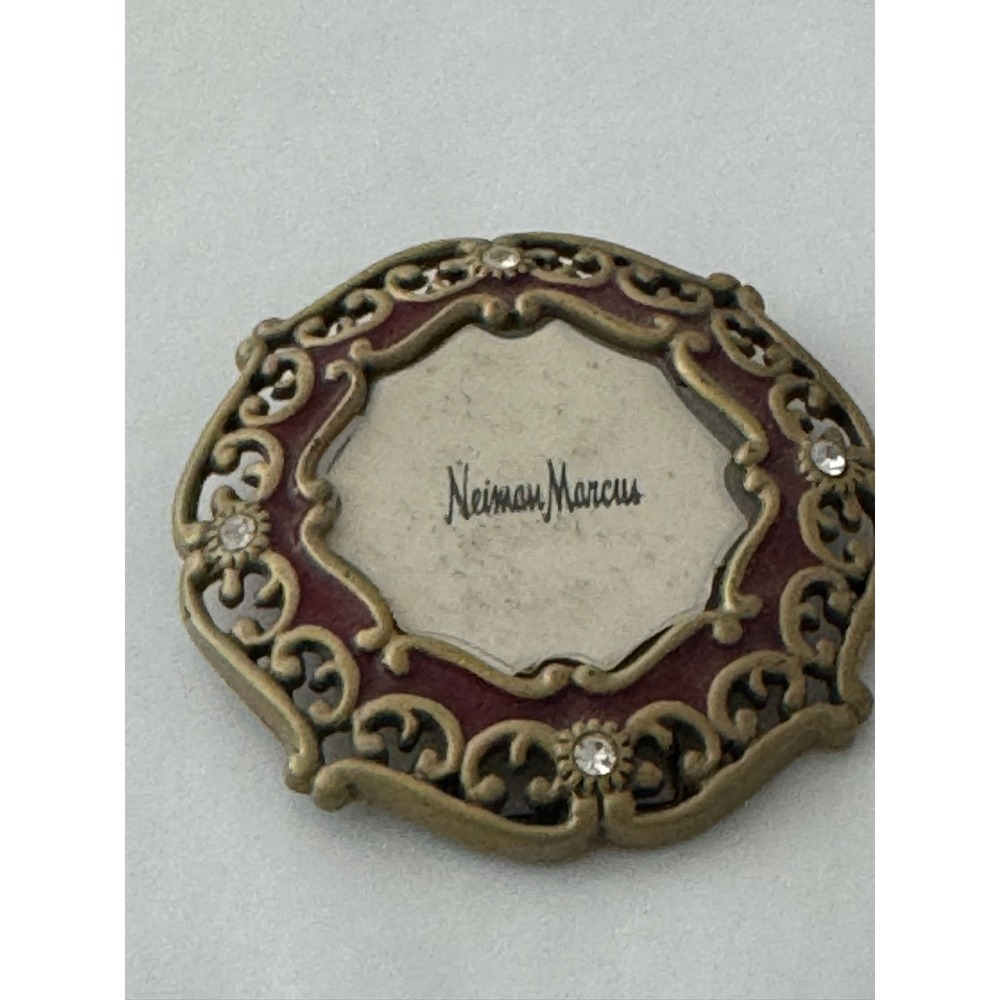 Neiman Marcus Jay Strongwater Mini Picture Frame Gold Burgundy Enamel Rhinestone